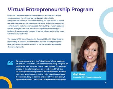 Gail is quoted in the 2020 Launch Tennessee Annual Report after successfully completing the Virtual