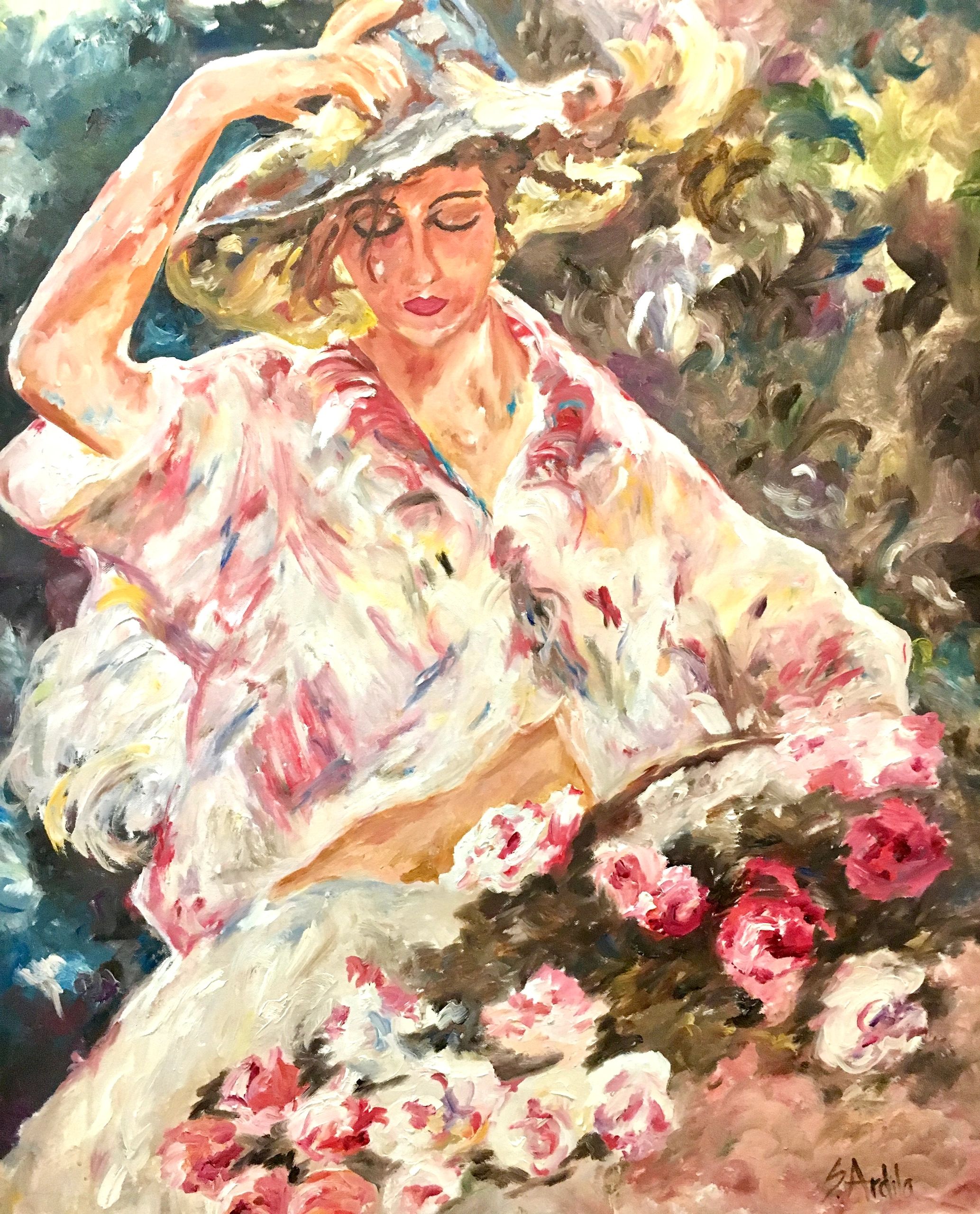 Girl with flowers
Oil on canvas
Palette knife
48" X 36"