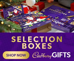 Cadbury Selection Boxes advertisement for gifts.