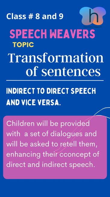 Public speaking class content at homeclass. Direct & indirect speech.