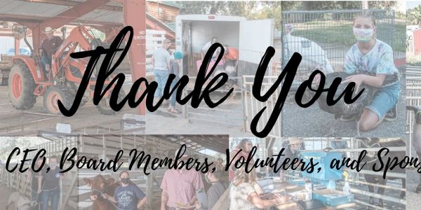 A collage of photos from the 2020 livestock show and action with the words "Thank you"