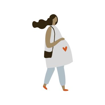 Pregnant Woman illustration with heart belly