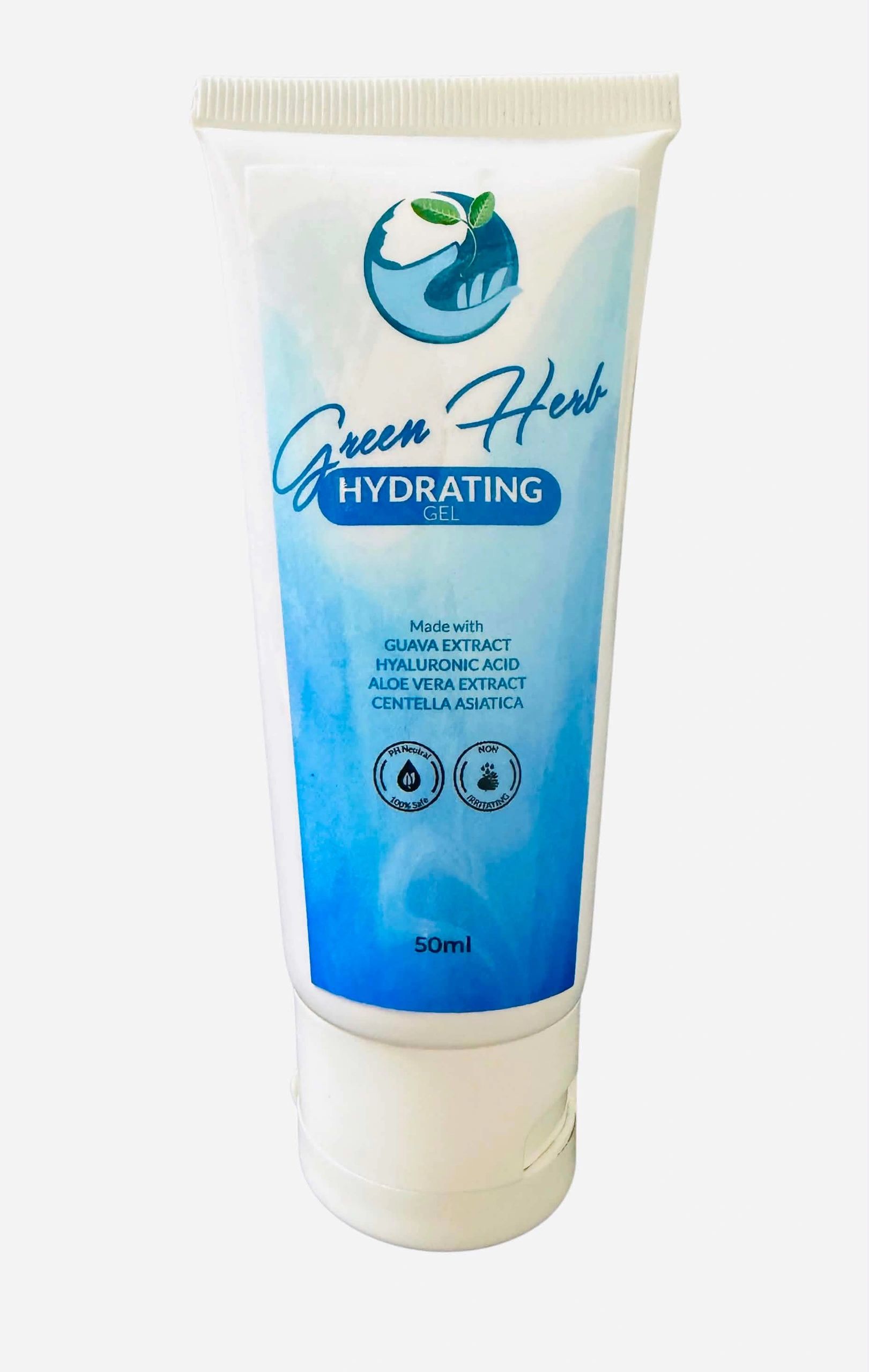 Tube of Green Herb Hydrating Gel with natural extracts.