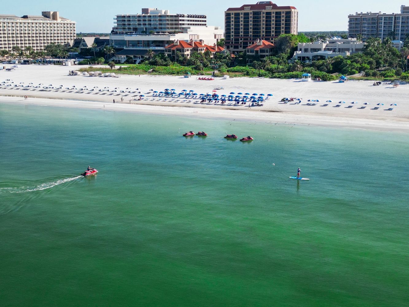 Aerial view of the Marco Island, FL beachfront.
