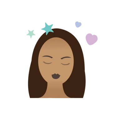 Calm woman with closed eyes and stars around her head.