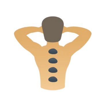 Illustration of a person with five stones aligned on their back for relaxation or therapy.