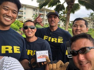 Kauai Fire Department fire fighters with Crack'd Toffee.