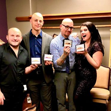 Jazz vocalist Jane Monheit and her band backstage with Crack'd Toffee.