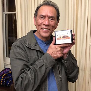Academy-Award winning actor Wes Studi with Crack'd Toffee.