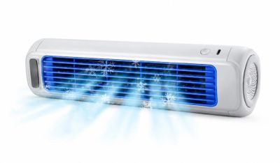 Portable air purifier emitting clean air.