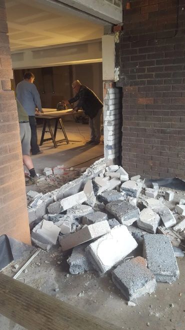 Knocking down the wall to extend the Hornby Park club house