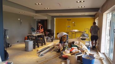 The Hornby Park walls being painted and electrics being put into place