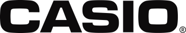 Casio logo in bold black letters.