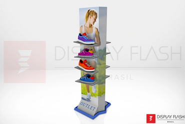 Display de chão Expositor com Prateleira Automático de Papelão para PDV - Flash Hexagonal Prateleira