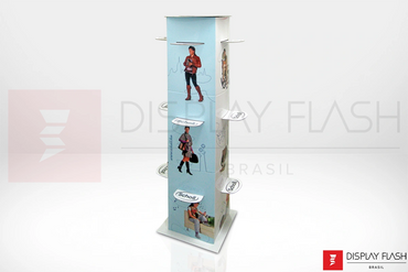 Display de chão Expositor com Prateleira Automático de Papelão para PDV - Flash Quadrangular Pratele