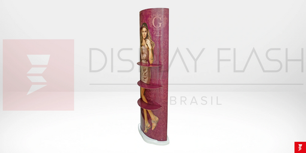 Display de chão Expositor com Prateleira Automático de Papelão para PDV - Flash Elíptico Prateleira
