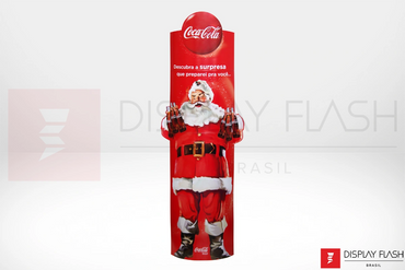 Display Flash Totem Elíptico Automático de Papelão para PDV - Coca-Cola