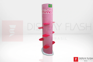 Display de chão Expositor com Prateleira Automático de Papelão para PDV - Flash Elíptico Prateleiras