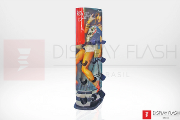 Display de chão Expositor com Prateleira Automático de Papelão para PDV - Flash Eliptico Prateleiras