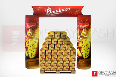 Display Flash Portal Elíptico Automático de papelão para PDV - Bauducco