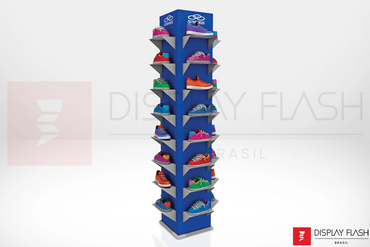 Display de chão Expositor com Prateleira Automático de Papelão para PDV - Flash Quadrangular Pratele