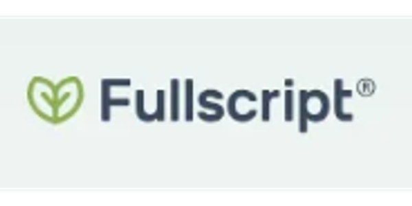 Fullscript company logo with green leaf icon.