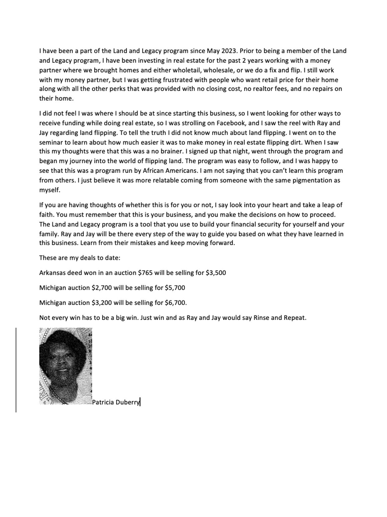 Tax Deed Testimonial