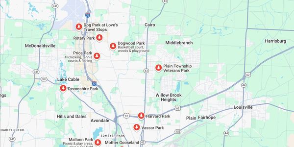 Map of parks in and around Cairo, Illinois.
