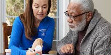 pharmacist talking to patient about their medications. elderly getting help from pharmacist,