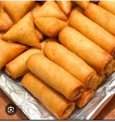 Spring roll and sambosa  - pastry stuffed with vegetables.