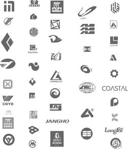 Collage of company logos in the reference section, including English and Chinese wordmarks