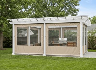 Pergola wrapped in a fancy enclosure built by Robie