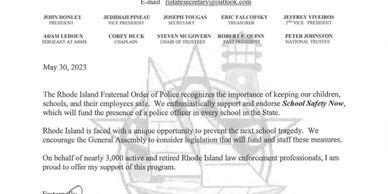 RI Fraternal Order of Police endorses School Safety NOW for its mission to protect schools with poli