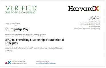 Exercising Leadership Foundational Course-HARVARDX (Online curse from HARVARD University)