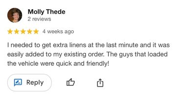 5 Star Google Review Big D Party Rentals