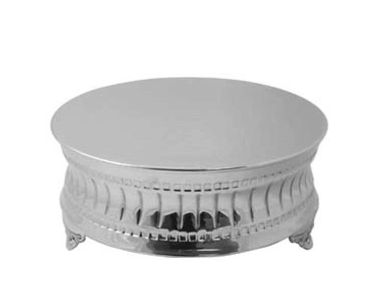Round silver decorative cake stand 22"