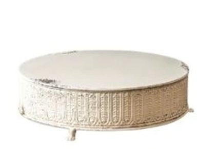 Embossed white cake stand 16"