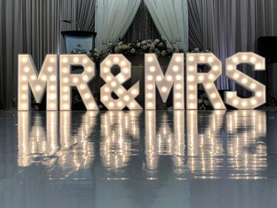 MR and MRS White 4 foot tall marquee letters