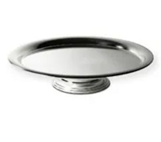 silver round  metal  pedestal cake stand