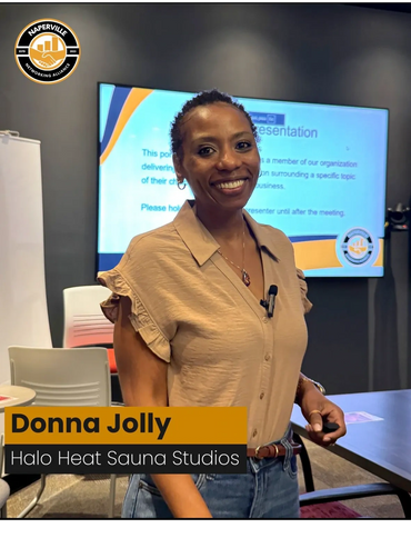 HaloHeat leader Donna Jolly speaking at Naperville Networking Alliance event