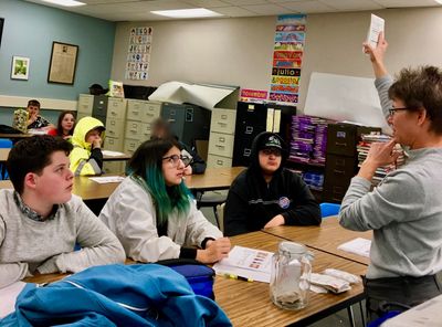 Andrea and Meaghan attending the San Luis Obispo Laguna Middle school as guest lecturers