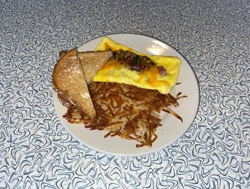 The Denver Omelet with hash browns and toast