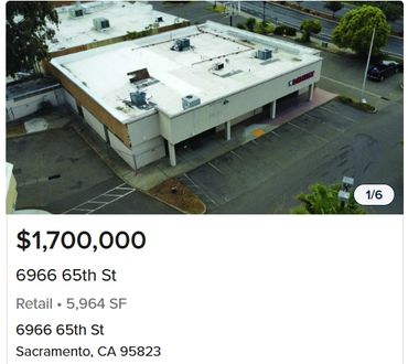 Vacant retail building for sale at 6966 65th Street, Sacramento, CA. 5,964 square feet