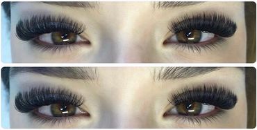 Full volume doll-eye lash extensions set done by Essendon lash artist