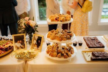 Treat table at wedding with couple pictures. Located at Sleepy Ridge Venu/golf course in Orem Utah