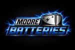 Moore Batteries logo with a blue electric glow.