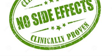 Green oval shape with the words clinically proven - no side effects inside