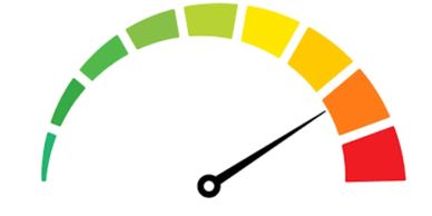 A colourful depiction of a speedometer
