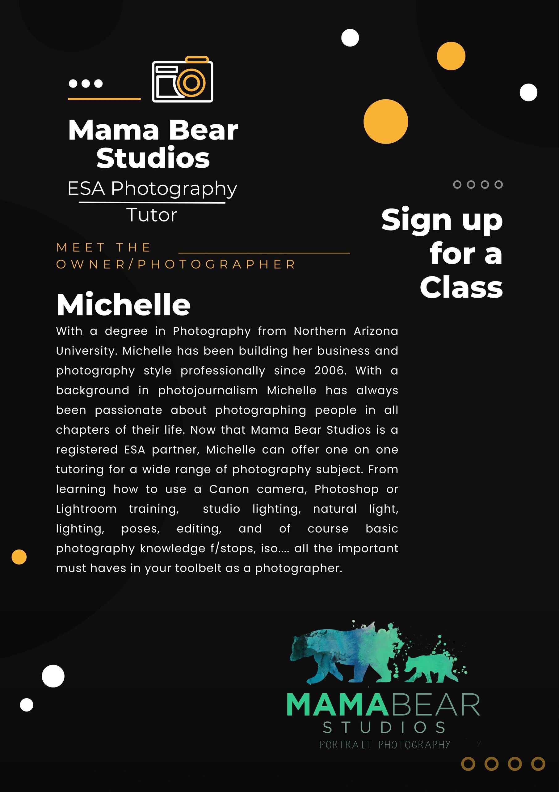 ESA Photo classes Prescott AZ
ESA approved photo tutor