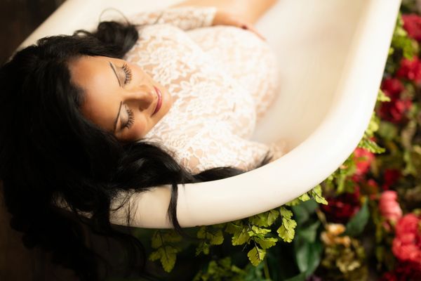 Pregnant in studio milk bath session Prescott,az